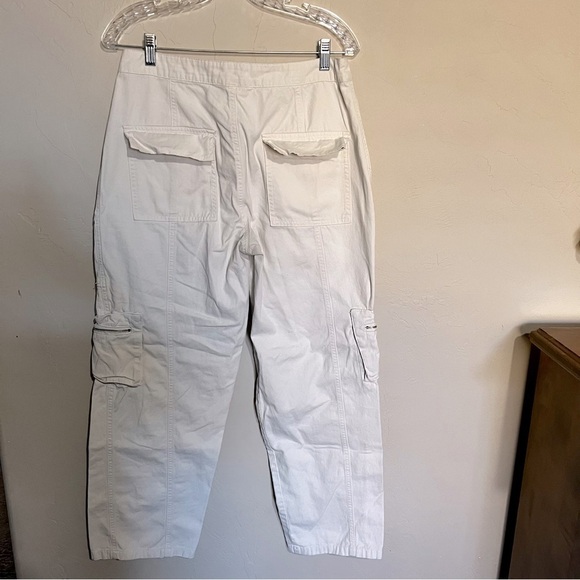 Cali 1850 White Modern Tech Look Wide Leg Baggy Cargo Pants - Picture 6 of 7